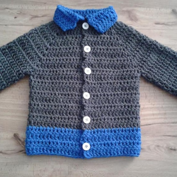 Handmade MTO Toddler Boys Button Down Cardigan - Picture 2 of 4
